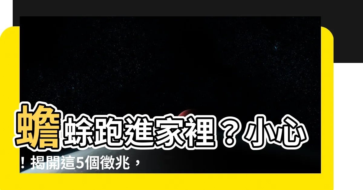 【蟾蜍跑進家裡】蟾蜍跑進家裡？小心！揭開這5個徵兆，讓你趨吉避兇！